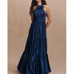 Mac Duggal Midnight Blue Halter Maxi Dress NWT